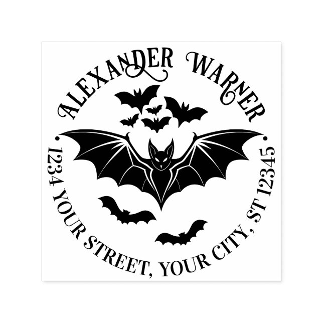 Spooky Flying Bats Name Rücksendeadresse Permastempel (Design)