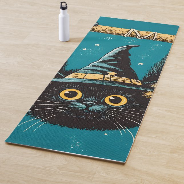 Spooky Flying Black Cat Hexe Yogamatte (Beispiel)