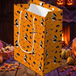 Spooky Flying Hexe Halloween Gruß Mittlere Geschenktüte