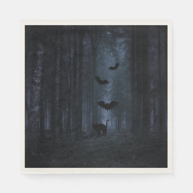 Spooky Forest am nächtlichen Halloween Serviette (Vorderseite)