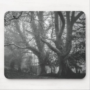 Spooky Forest Black and White Fotografy Mousepad
