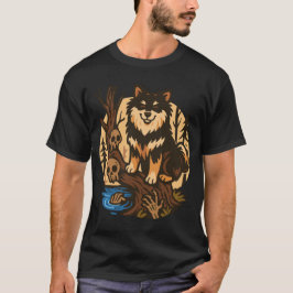 Spooky Forest Dog with Skulls Horror Art T-Shirt