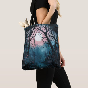 Spooky Forest Full Moon Blue und Pink Halloween