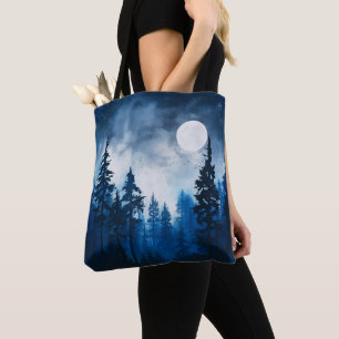 Spooky Forest Full Moon Blue und White Halloween