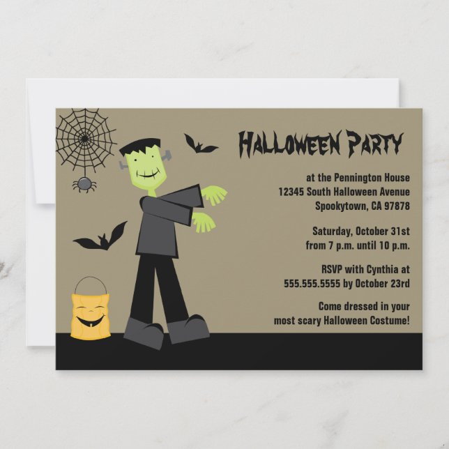 Spooky frankenstein bat Halloween-Party Einladung (Vorderseite)