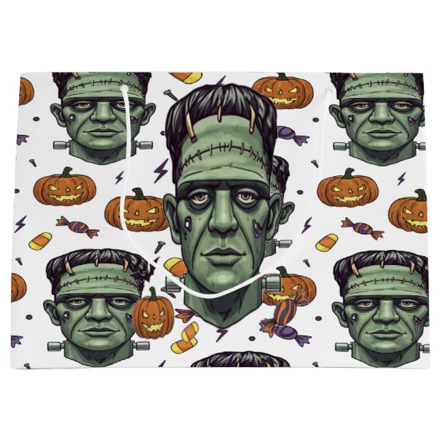 Spooky Frankenstein Monster Halloween Art Große Geschenktüte (Vorderseite)
