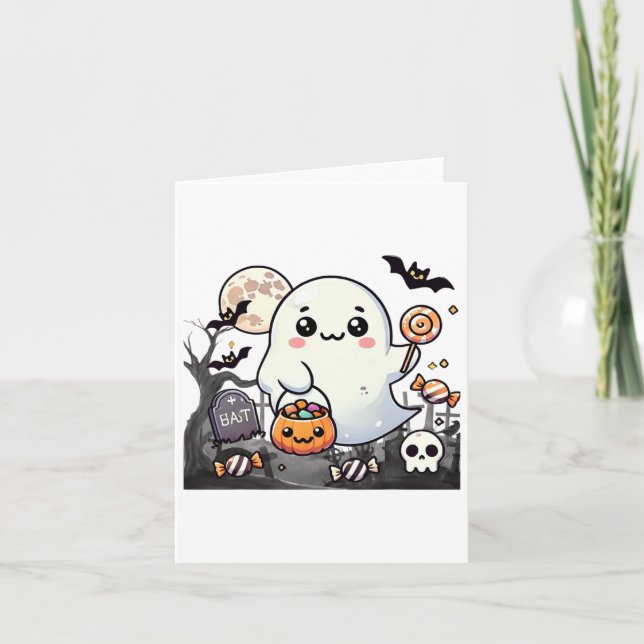 Spooky Friends Niedliche Halloween Ghost Pumpkin M Karte (Vorderseite)