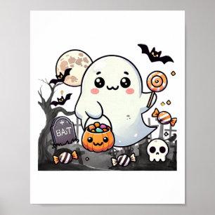 Spooky Friends Niedliche Halloween Ghost Pumpkin M Poster
