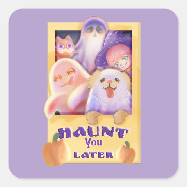 Spooky Friends Quadratischer Aufkleber (Vorderseite)