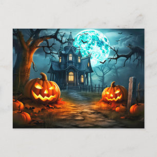 Spooky Full Moon Spuk House Postkarte