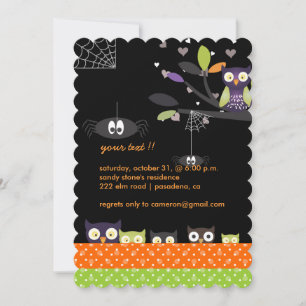 Spooky Fun farbenfrohe Hoot Owls Holloween Party Einladung