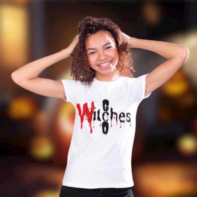 Spooky Fun: 'Go Hexen' Halloween 🧙 ‍ 🎃 T-Shirt (Women's 'Go Witches' Halloween T-shirt)