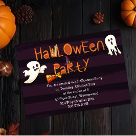 Spooky Fun Halloween-Party - Gespenster & Hexenhut Einladung