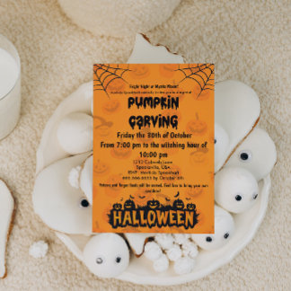 Spooky & Fun Halloween Pumpkin Carving Party Einladung