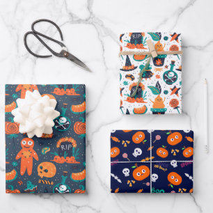 Spooky Fun Halloween Wrapping Paper Set Geschenkpapier Set