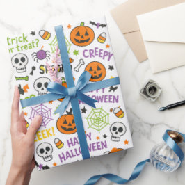 Spooky & Fun Pumpkin - farbenfrohe Halloween-Muste Geschenkpapier