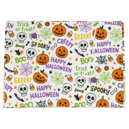 Spooky & Fun Pumpkin - farbenfrohe Halloween-Muste Große Geschenktüte