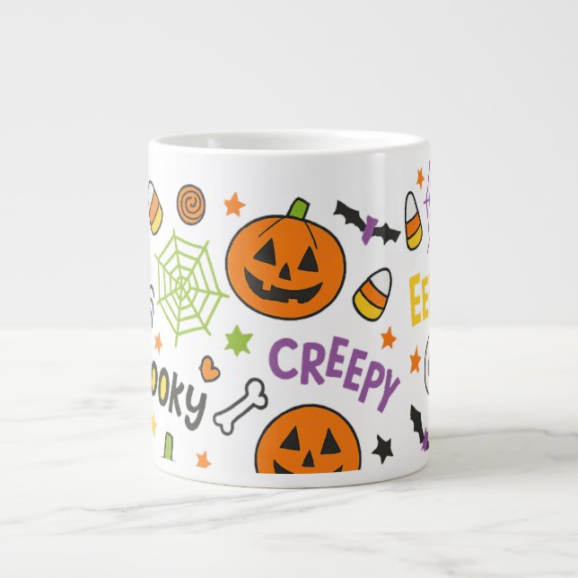 Spooky & Fun Pumpkin - farbenfrohe Halloween-Muste Jumbo-Tasse (Vorderseite)