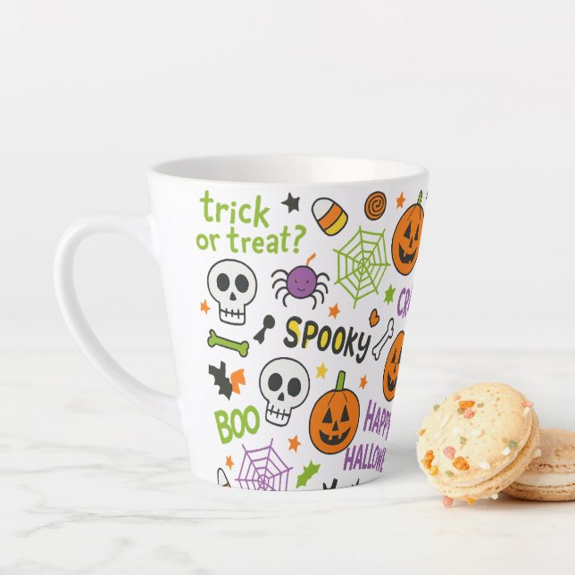 Spooky & Fun Pumpkin - farbenfrohe Halloween-Muste Milchtasse (Beispiel)