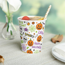 Spooky & Fun Pumpkin - farbenfrohe Halloween-Muste Pappbecher