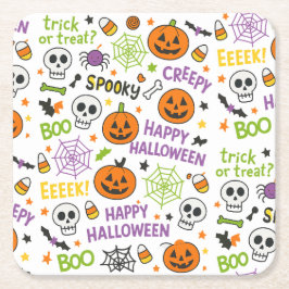 Spooky & Fun Pumpkin - farbenfrohe Halloween-Muste Rechteckiger Pappuntersetzer