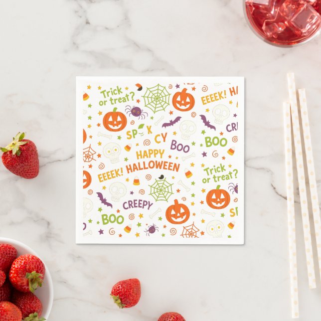 Spooky & Fun Pumpkin - farbenfrohe Halloween-Muste Serviette (Beispiel)