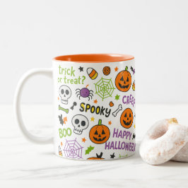 Spooky & Fun Pumpkin - farbenfrohe Halloween-Muste Zweifarbige Tasse