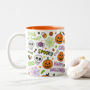 Spooky & Fun Pumpkin - farbenfrohe Halloween-Muste Zweifarbige Tasse