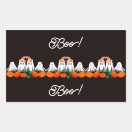 Spooky Funky Ghost Boo Halloween Pumpkin Patch Cof Rechteckiger Aufkleber