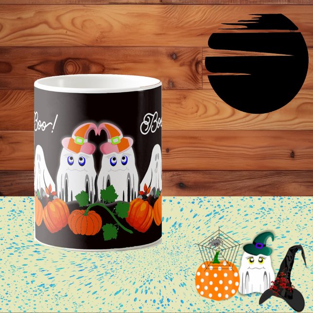 Spooky Funky Ghost Boo Halloween Pumpkin Patch Kaffeetasse (Spooky Funky Ghost Boo Halloween Pumpkin Patch Coffee Mug)