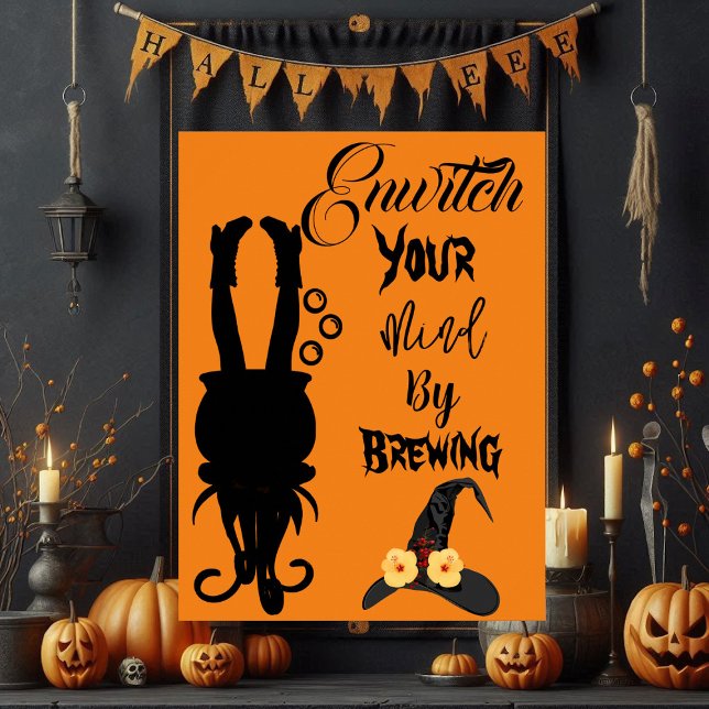 Spooky Funky Halloween-Party Cauldron Hexenhut Poster (Spooky Funky Halloween Party Cauldron Witch Hat Poster)