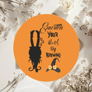 Spooky Funky Halloween-Party Cauldron Hexenhut Runder Aufkleber