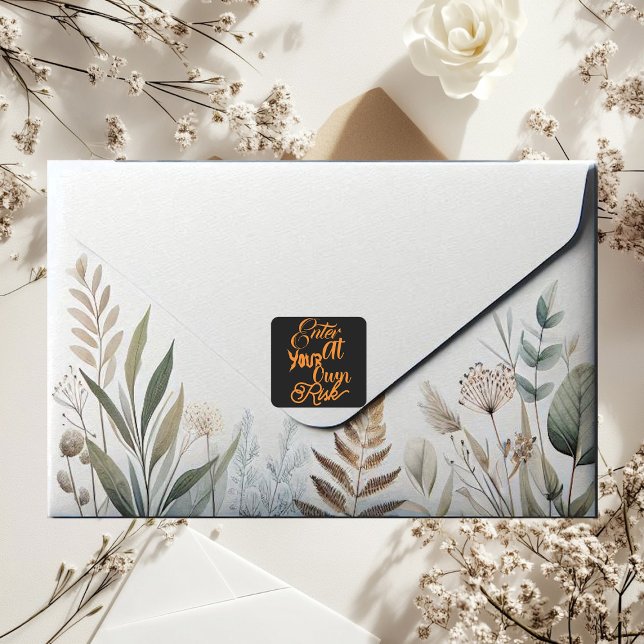 Spooky Funky Quote Halloween Ghost Party Beängstig Quadratischer Aufkleber (Spooky Funky Quote Halloween Ghost Party Scary Square Sticker)