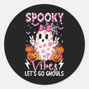 Spooky Funny Vibes Halloween Ghouls Niedlich Boo B Runder Aufkleber
