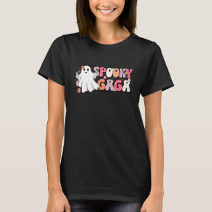 Spooky Gaga Retro Groovy Floral Ghost Halloween Co T-Shirt