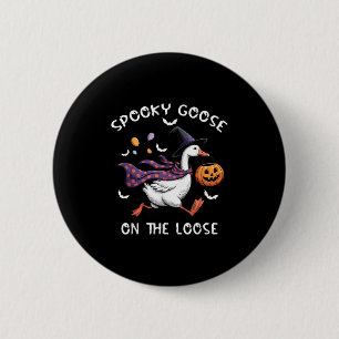 Spooky Gans auf der Lose Hexe Albern Gänsetier Button