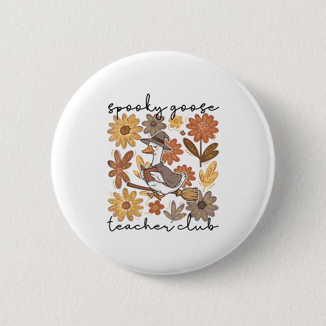 Spooky Gänserlehrer Club Halloween Albern Gänsedau Button (Vorderseite)