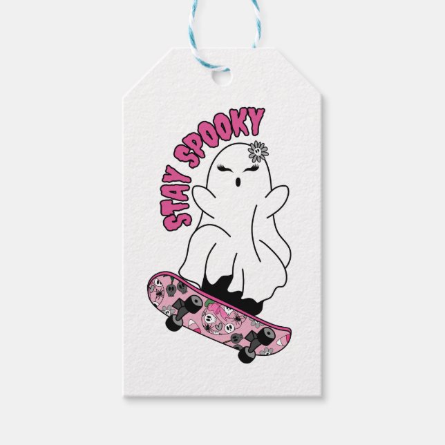 "Spooky"-Geist auf einem Skateboard Bleibe - Cool  Geschenkanhänger (Vorderseite)