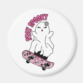 "Spooky"-Geist auf einem Skateboard Bleibe - Cool Magnet