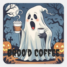 Spooky Geist Broo'd Kaffee Halloween Cafe Aufklebe