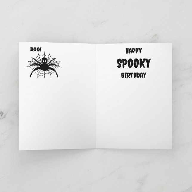 Spooky Geist Retro schwarz halloween Karte (Innenseite)