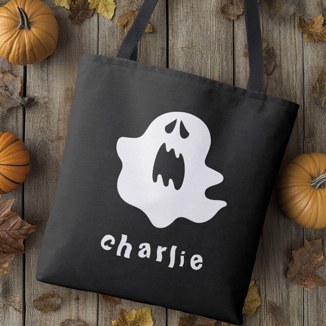 Spooky Geist und Name Halloween (Spooky ghost and name Halloween Tote Bag)