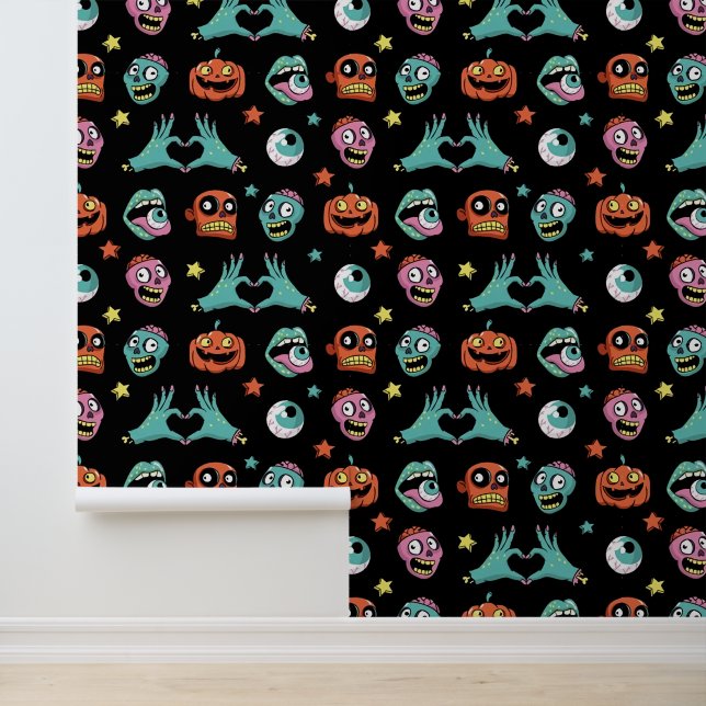 Spooky-gekachelte Halloween-Mischung Tapete (Anwendung)