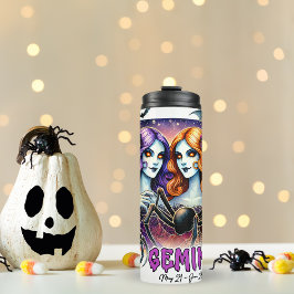 Spooky Gemini Zodiac Halloween Geburtstagsgeschenk Thermosbecher