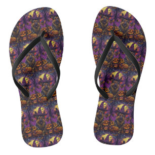 Spooky German Shepherd Halloween Hexenkürbis Flip Flops