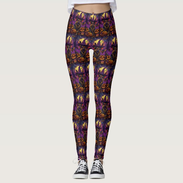 Spooky German Shepherd Halloween Hexenkürbis Leggings (Vorderseite)