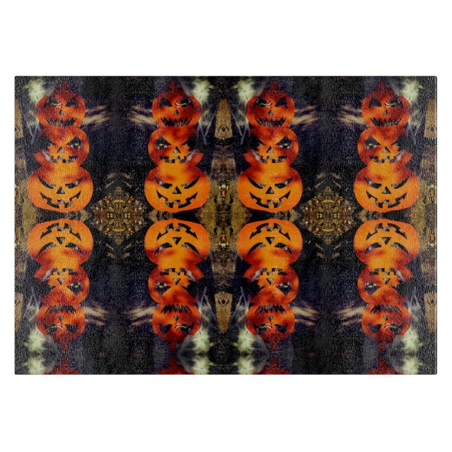Spooky gestapelte Jack-O-Lanterns Cutting Board Schneidebrett (Vorderseite)