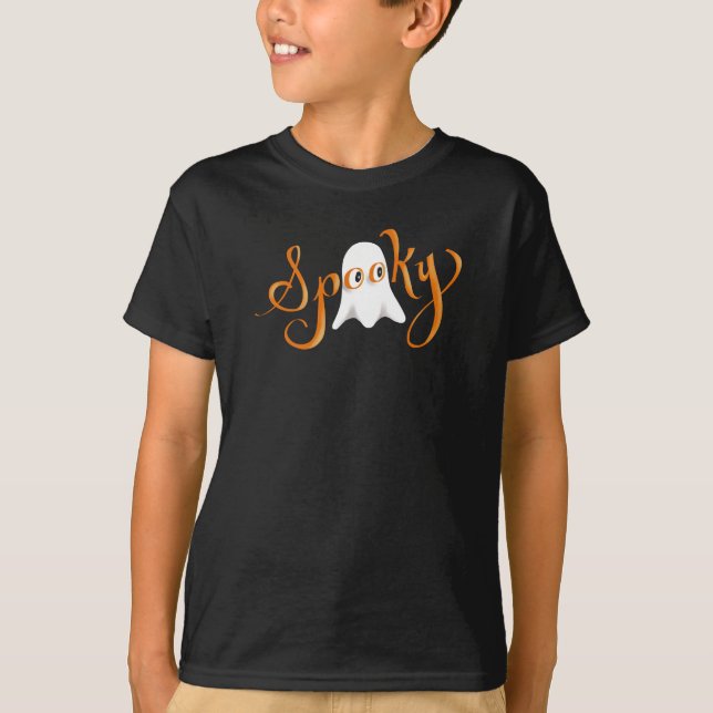 Spooky Ghost Black Halloween Kinder T-Shirt (Vorderseite)