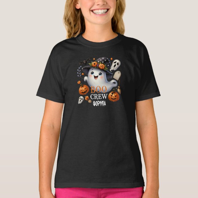Spooky Ghost Boo Crew Halloween T-Shirt (Vorderseite)