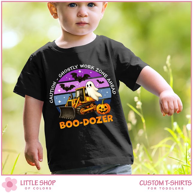 Spooky Ghost Bulldozer Anpassbare Halloween Kleinkind T-shirt (Von Creator hochgeladen)